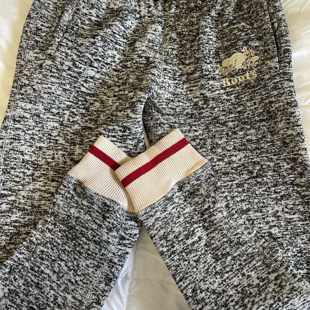 Roots Ladies Black and White Patterned Joggers